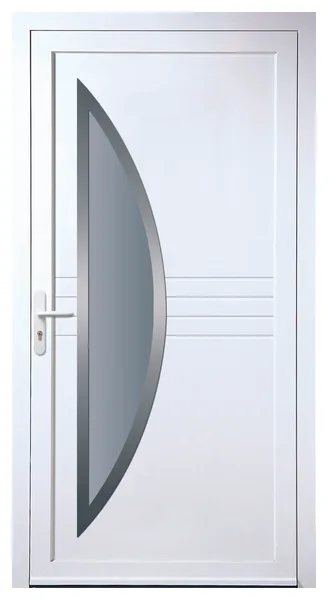 Porte d’entrée PVC Boréale Lovas, blanche, vitrage en demi-lune