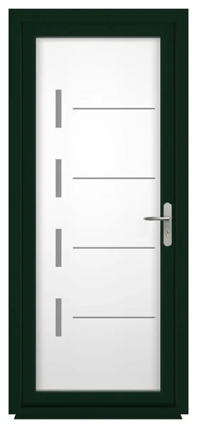Porte d’entrée PVC Boréale Panstarrs 2, vert foncé, vitrée avec inserts inox
