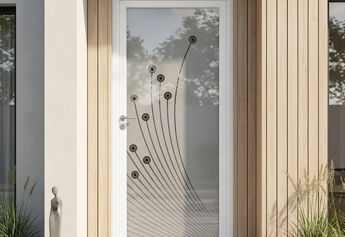 Porte d'entrée en PVC vitrée