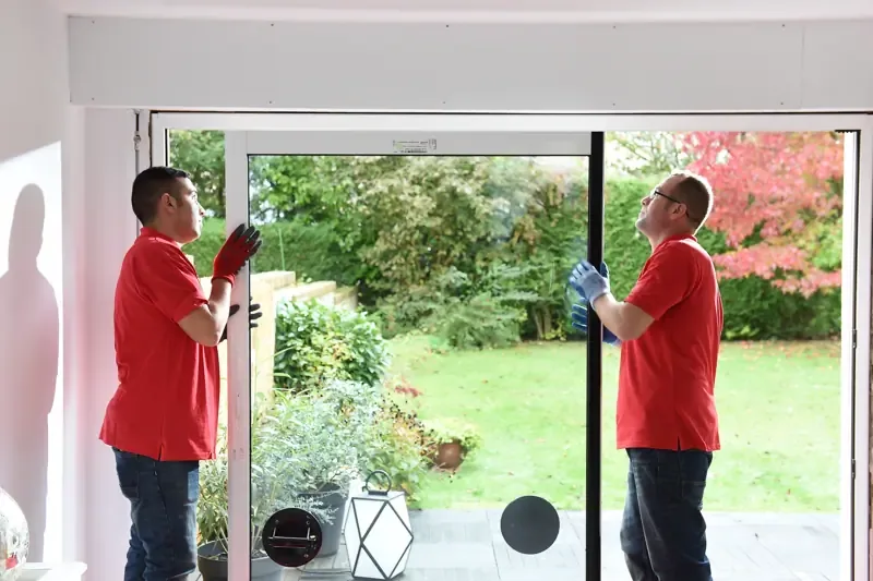 Installateurs KparK qualifiés RGE posant une baie vitrée