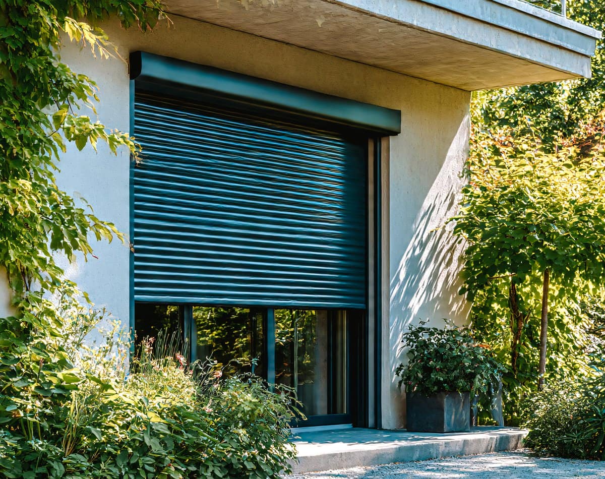 Volet roulant aluminium anthracite KparK sur une baie contemporaine
