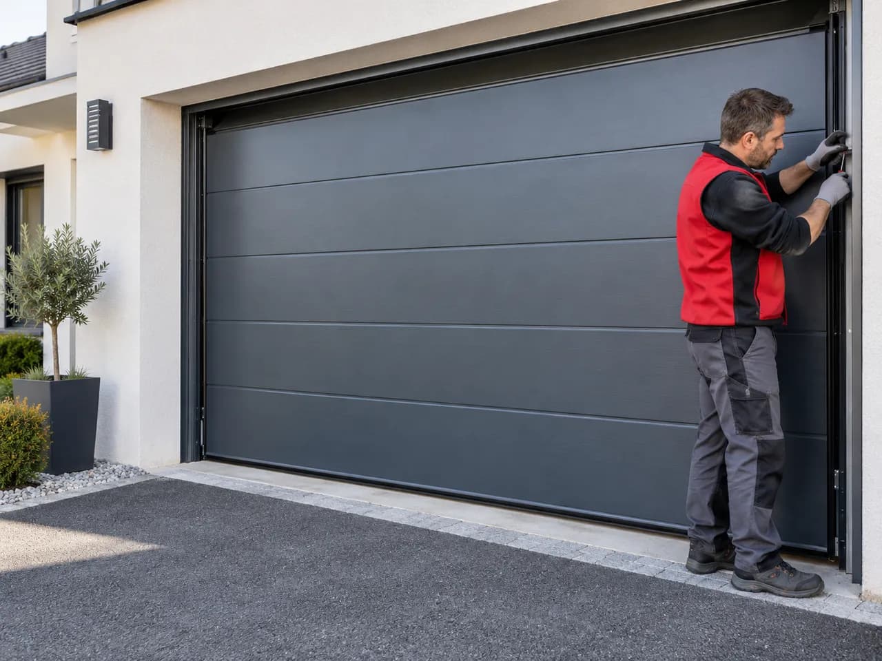 Technicien KparK Répare intervenant sur une porte de garage