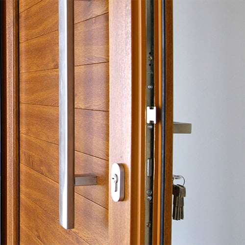 Porte entrée alu bois sur mesure mixte bois aluminium - KparK
