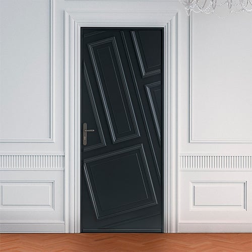 Porte d'entrée bois design noir vue intérieure