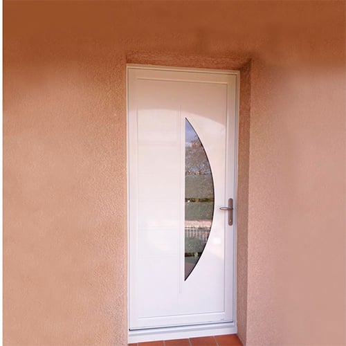Porte d'entrée bois alu sur mesure vitrée