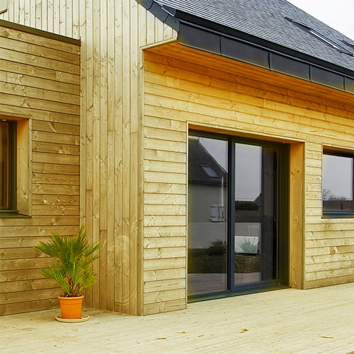 Porte-fenêtre bois alu vue extérieure
