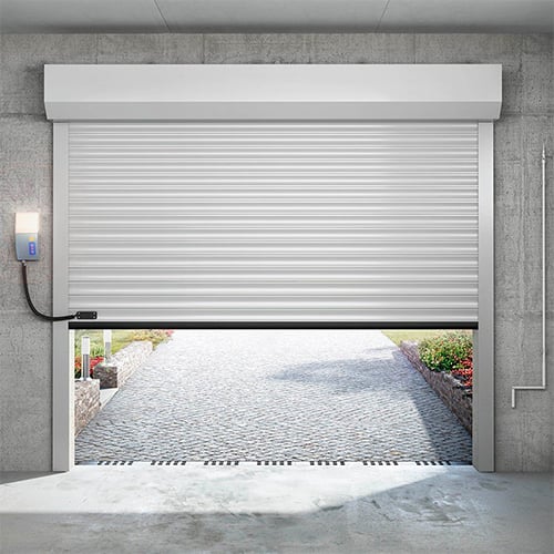 Porte de garage enroulable sur-mesure blanche